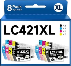 LC421XL kompatible Tintenpatronen - für Brother - Schwarz & Farbe - 8er Pack - Bild 1 von 6