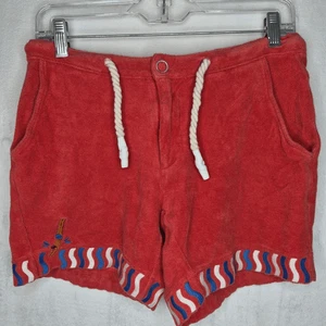 Tombolo Red Terry Cloth Shorts with Embroidered Trim Size XXS - Picture 1 of 6