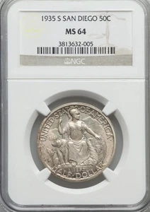 1935-S 50C San Diego Commemorative MS64 NGC - Picture 1 of 4