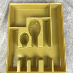 Silverware Flatware Utensils Holder Tray Retro Harvest Gold VTG 70s Organizer - Imagen 1 de 6