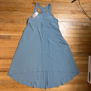 Halara Breezeful Women’s L Teal Backless Racerback High-Low Midi Dress w/ Pocket - Picture 1 of 8