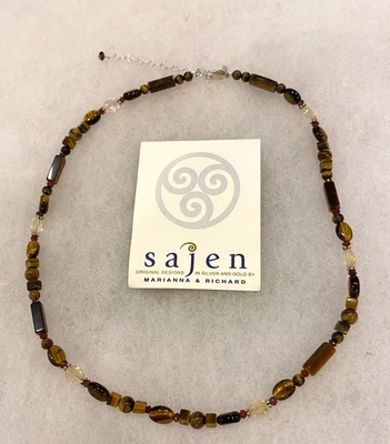 Sajen 925 Tiger Eye, Citrine and Garnet Necklace -18 in. with Extender - Image 1 of 4