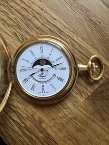 Reloj de bolsillo Royal Quartz Swiss Made fase lunar/fecha - Imagen 1 de 4