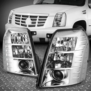 [HID] For 07-14 Cadillac Escalade ESV EXT Projector Headlight Lamps Chrome/Clear - Picture 1 of 8