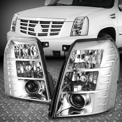 [HID] For 07-14 Cadillac Escalade ESV EXT Projector Headlight Lamps Chrome/Clear - Image 1 of 4