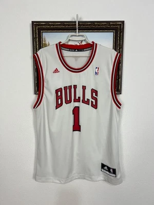 Camiseta deportiva vintage Adidas Chicago Bulls blanca de la NBA Derrick Rose para hombre rara talla L Foto 1 de 4
