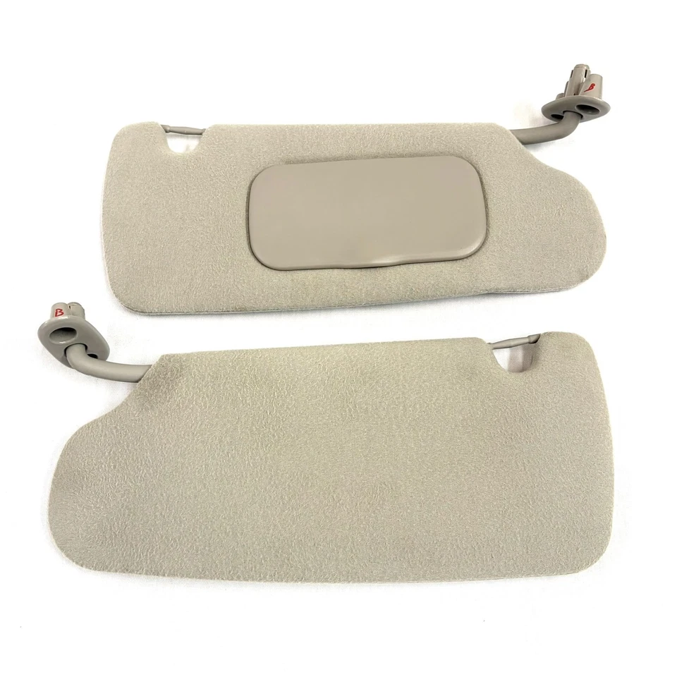 2000-2004 Dodge Dakota Sun Visors Driver Passenger Pair Shades OEM Gray Cloth - Image 1 of 4