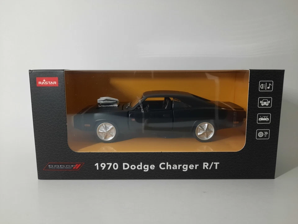 Modellino Statico Dodge Charger R/T 1970 Rastar Auto Nero Scala 1:36 - Immagine 1 di 1