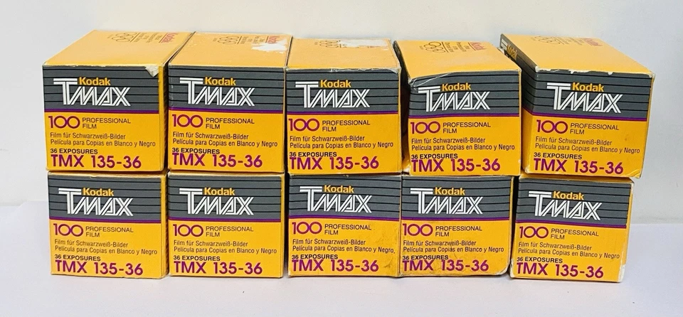 10 Rolls Kodak TMAX 100 TMX 135-36 36 Exp. Black & White 35mm Film Expired 1994 - Image 1 of 1
