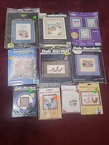 Lot of 10 Vintage Cross Stitch Candlewick Craft Kits BUCILLA DIMENSIONS BURDETT - Picture 1 of 10
