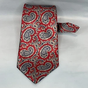 Ketch Paisley 56.5” 100% Polyester Men’s Necktie. Red, Silver, Blue #20547 - Picture 1 of 3