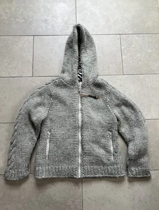 BSBEE Handmade 100% Wolle grau Strick Hoodie Full Zip Cardigan Strickpullover Gr. L - Bild 1 von 24
