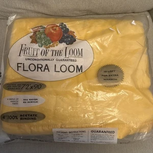Fruit Of The Loom Flora Loom 72” x 90” Decke Satin Acetat Bindung. NOS - Bild 1 von 5