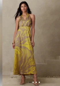 Banana Republic Tie Back Halter Printed Maxi Dress Size Petite0 RT $150 - Picture 1 of 8