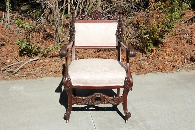 Sillón victoriano de caoba muy tallado totalmente tallado doncellas Horner Karpen Foto 1 de 4