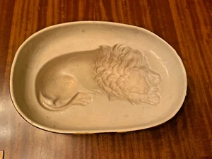 Antique Vintage Jelly Mold Lion 3-D Relief Pudding Mold Ceramic circa 1920 - Picture 1 of 5