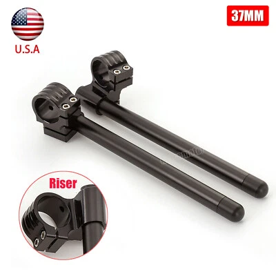 CNC Aluminum 7/8" Clip-on Handlebars for Honda Kawasaki 37mm Fork Tube 1"Raised Foto 1 de 4