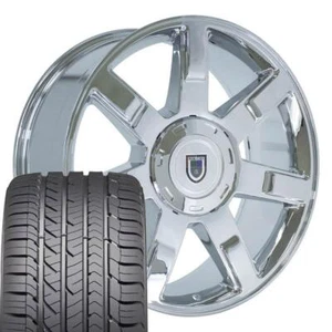 Chrome 22x9 5309 Rim & Goodyear Tire Fits Chevy GMC Cadillac - Picture 1 of 5