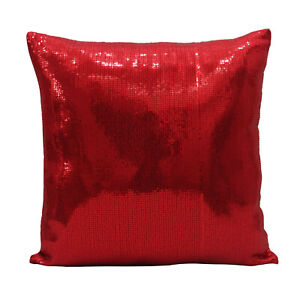 Yuga Decorative Shiny Red Sequin Pillow Cover Throw Pillow Metallic-W3u