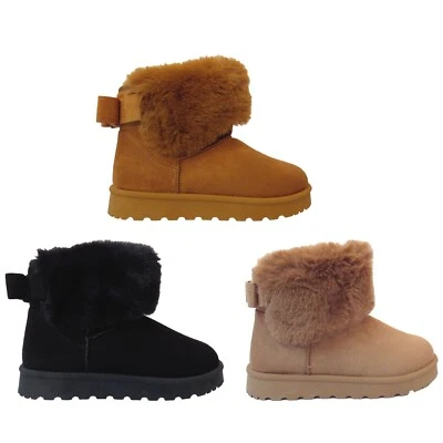 FOOTPANDA LADIES WOMEN FAUX SUEDE FUR COLLAR WINTER COSY WARM SLIP ON COSY BOOTIE SIZES