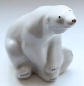 Vintage russische Porzellanfigur arktischer Eisbär Lomonossow LFZ UdSSR - Bild 1 von 9