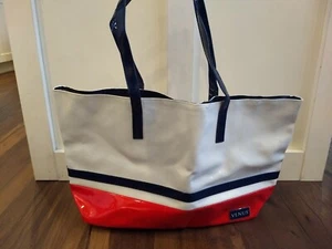 Venus Tote Bag Weekender Travel Red Blue White Stripe New  - Picture 1 of 5