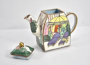 A Day At The Beach Emaillierte Miniatur Kupfer Teekanne - Bild 1 von 4