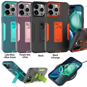 Case Rugged Shockproof Heavy Duty Kickstand Cover For iPhone 15 14 13 12 11 Pro - Picture 1 of 5