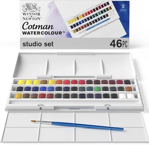 Winsor & Newton Half Pan Studio Cotman Watercolour 45-Pieces Set, 230471 - Picture 1 of 8