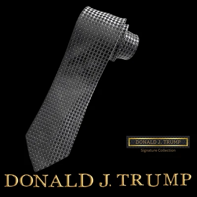 NEW Donald Trump Necktie Signature Collection Black Silver Diamond Tie Gift Box - Image 1 of 3