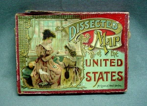 Antique McLoughlin Dissected Map of the United States Puzzle 1887 Complete w Box - Picture 1 of 5