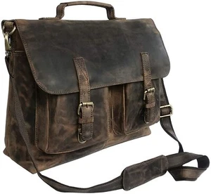 Vintage Rétro Buffalo Hunter Cuir Ordinateur Bureau Sac Malette pour Hommes & - Picture 1 of 7