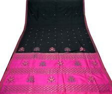 Vintage Heavy Saree Hand Woven 100% Pure Silk Indian Sari Fabric 5Yd Silk Sari