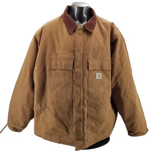 Carhartt C03 BRN Quilt Lined VINTAGE Canvas Chore Coat Jacket Mens Sz 60 4XL - Picture 1 of 10