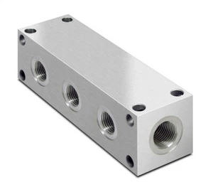 Hydraulic Parallel Scheme Steel Manifold, 3 Station, 3/8" BSP inlet, 1/4" BSP Se - Bild 1 von 1