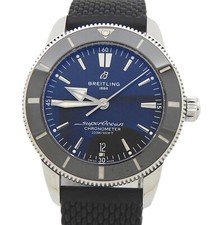 Mens 46mm Breitling Super Ocean Automatic Watch with Blue and Dial Rubber Strap