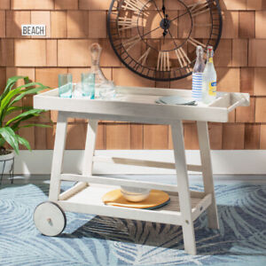 SAFAVIEH Outdoor Collection Renzo Indoor/Outdoor Bar Cart | White |