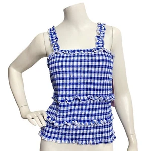 Crave Fame Juniors' Square Neck Printed Tiered Smocked Tank Top Sz XL Y2K Style - Picture 1 of 5