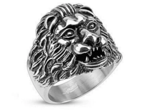 Bague acier 316L tete  lion bague biker stainless steel Lion's head biker ring  - Photo 1/1