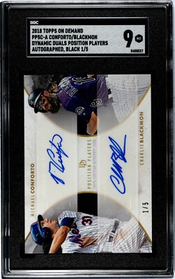 2018 On Demand Dynamic Duals Michael Conforto Charlie Blackmon 1/5 SGC 9 Mint - Image 1 of 2