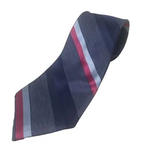 Corbata clásica a rayas Adolfo para hombre 100 % seda, azul rojizo rosa - Imagen 1 de 5