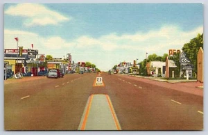 Vintage Route 66 Hwy Gas Station Motel Tucumcari New Mexico NM Linen Postcard - Picture 1 of 2