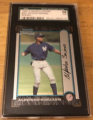 1999 Bowman Chrome Alfonso Soriano Rookie #350 Yankees Graded SGC 98 GEM - Image 1 of 3