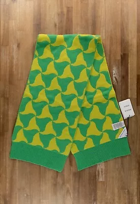 BOTTEGA VENETA попугай и киви зеленый волнистый треугольник коренастый шерсти шарф подлинный - Изображение 1 из 4