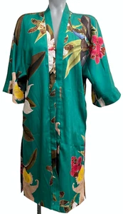 NUEVO CHICO'S TROPICAL VERDE FLORAL DRAMA PLUMERO KIMONO RUANA TOP XXS/XS - Imagen 1 de 4