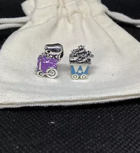 S925 Silver Snoopy & Woodstock Snake Bracelet Charm Pair Bead Girl Gift Peanuts - Picture 1 of 9