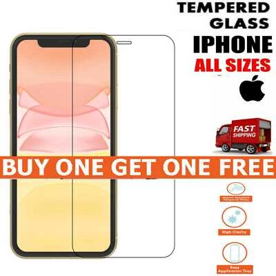 Screen Protector iPhone 16 15 14 13 12 11 X XR 17 Pro Max Gorilla Tempered Glass - Image 1 of 4