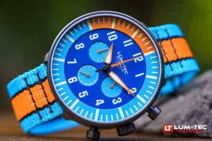 Lum-Tec Watch - RPM Series - RPM2 Orange & Blue Dial Chronograph Super-Luminova - Picture 1 of 4