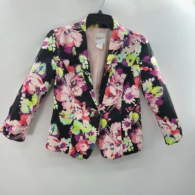 Blazer Candie's Abstracto Floral Línea Manga Larga Talla M Carrera Botón Chaqueta Top Foto 1 de 4