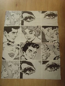 NEU RESTSTÜCK POP ART SCHWARZ WEISS GESICHTER DESIGN MED BAUMWOLLSTOFF 47 cm x 59 cm - Bild 1 von 1